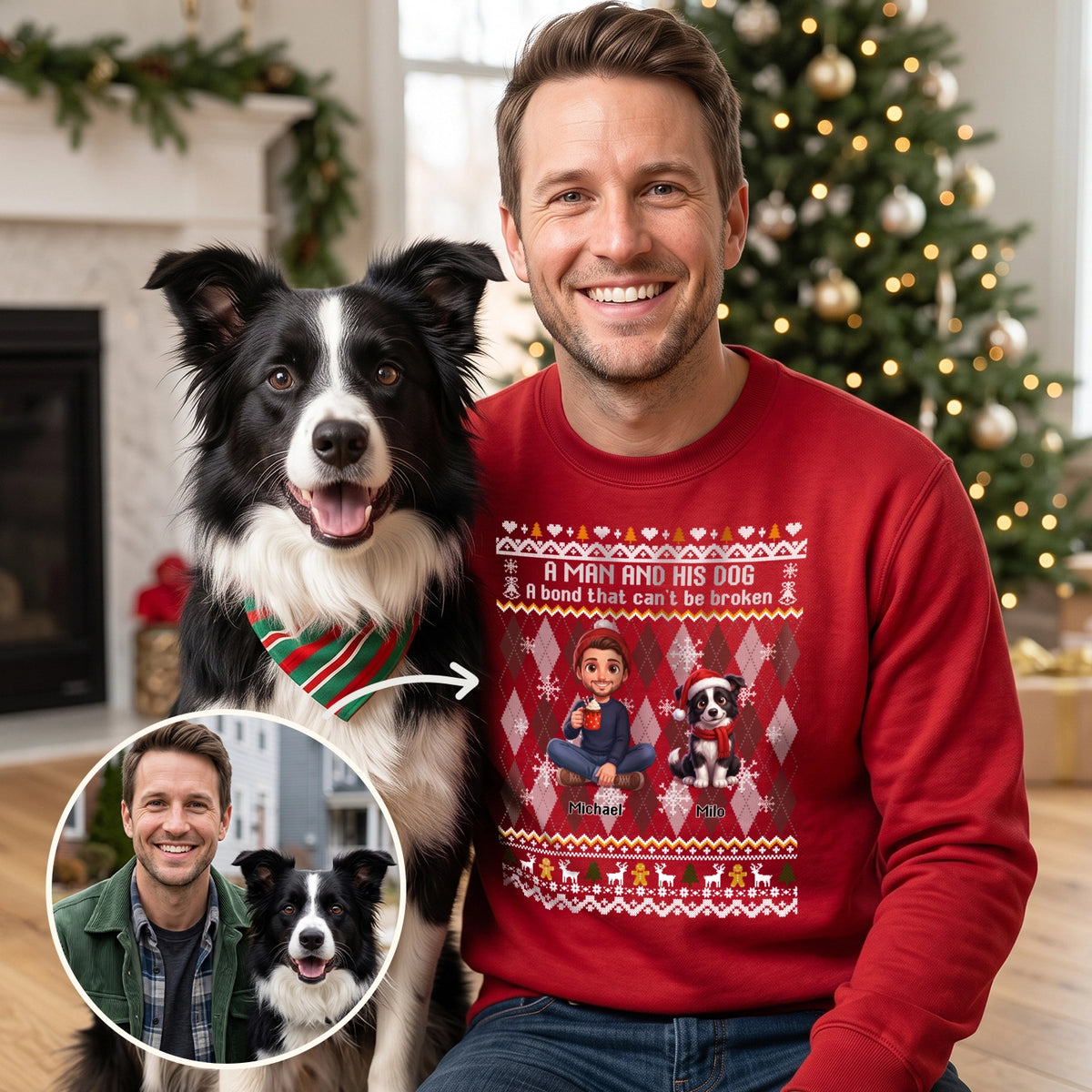 Personalized Sweater "Cartoon Dog Christmas"