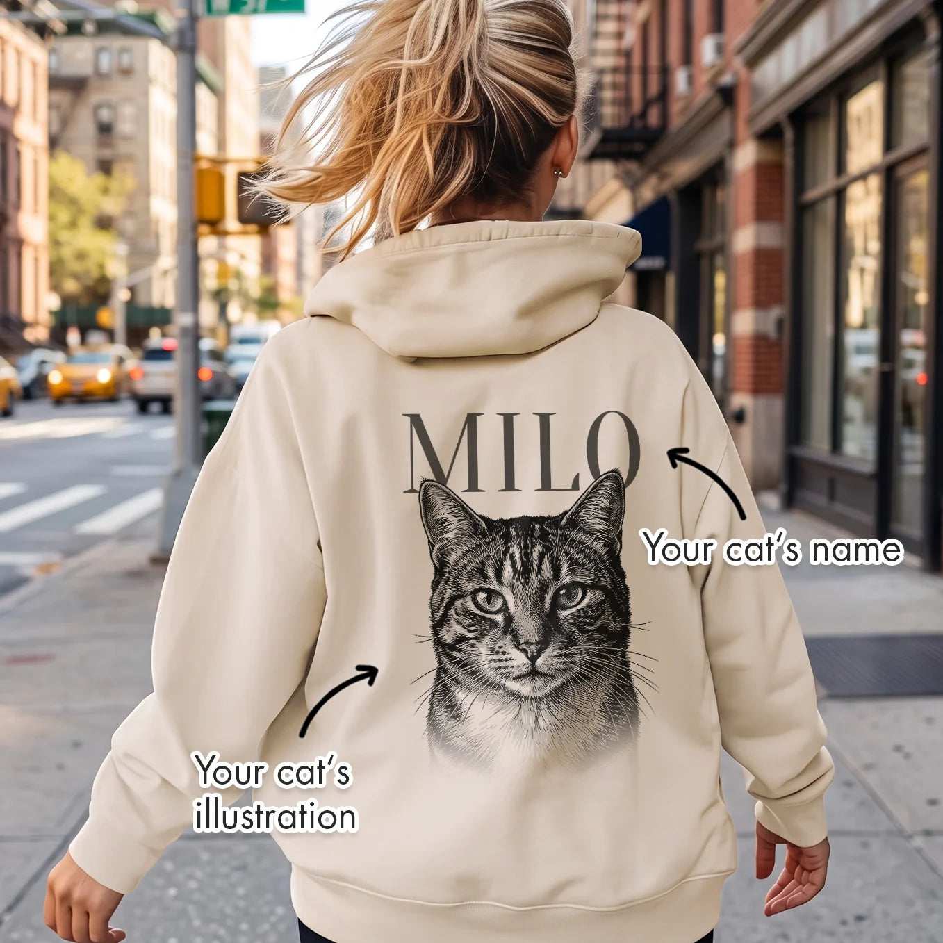 Personalized Hoodie "Cat Retro"