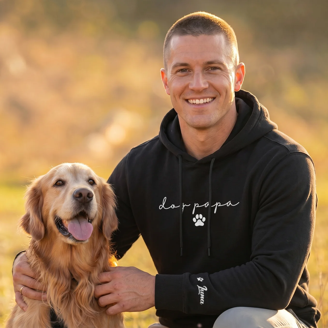 Personalized Hoodie "Dog Dad" with Sleeve Print