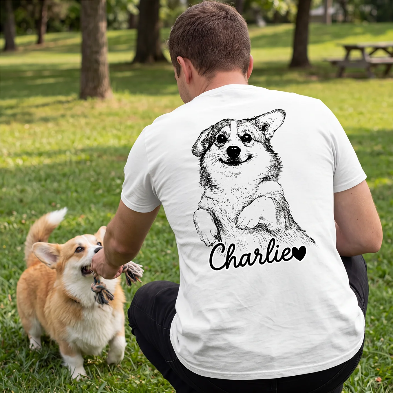 Personalized "Dog Dad" T-Shirt with Back Print