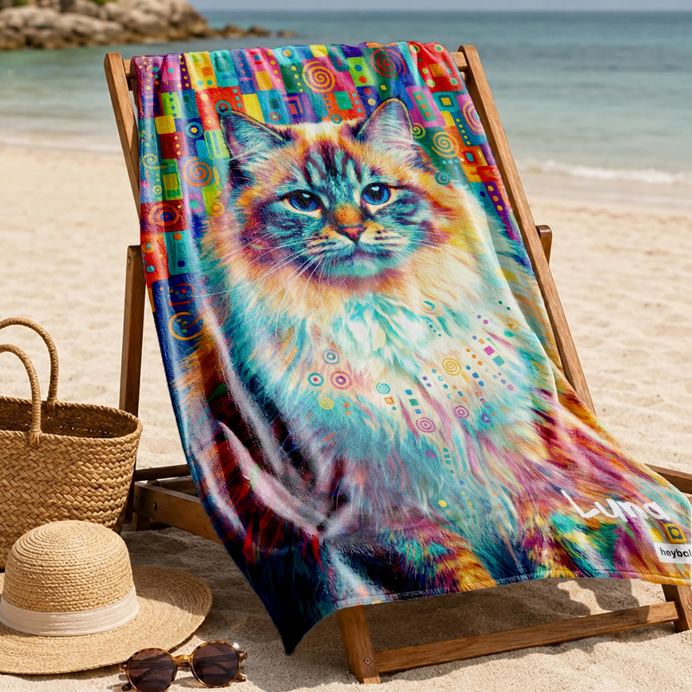 Personalized Beach Towel "Graffiti Cat"
