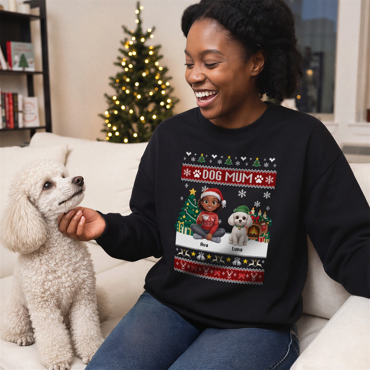 Personalized Sweatshirt "Dog Mom Christmas"