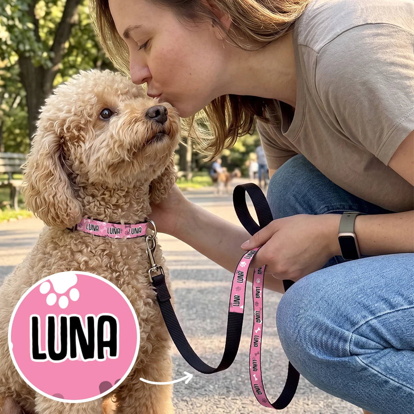 Personalized Dog Leash "Hearts"