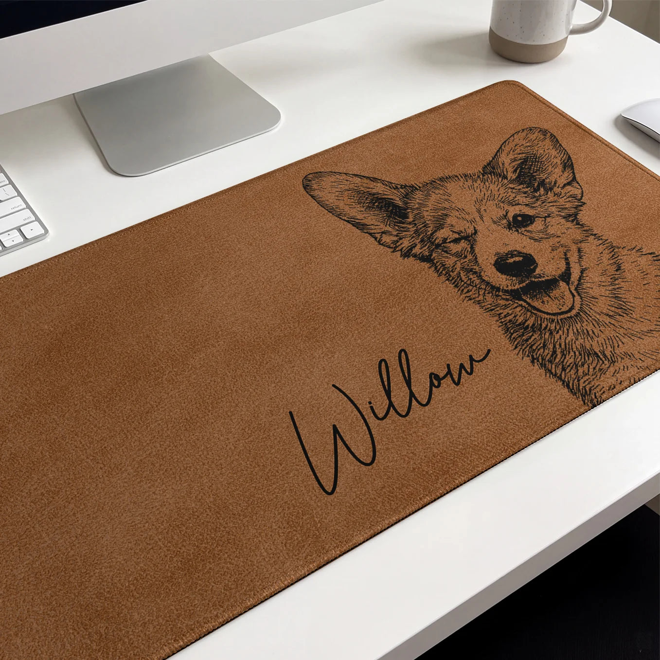 Personalized Deskmat "Dog Pencil Drawing"