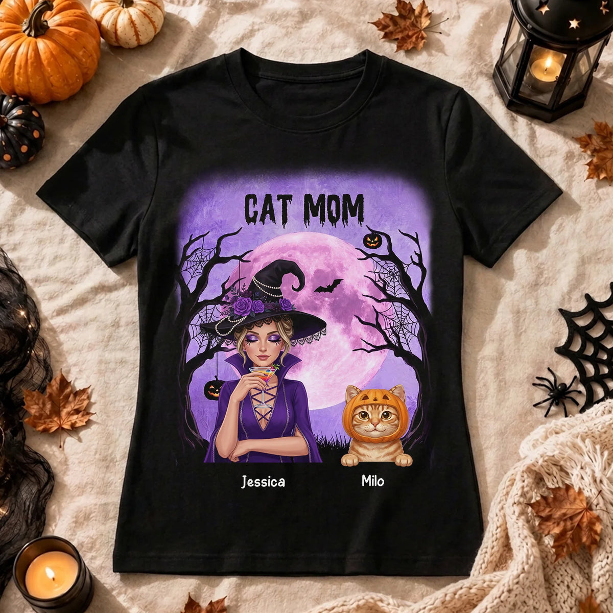 Personalized T-Shirt "Cat Mom Witch"