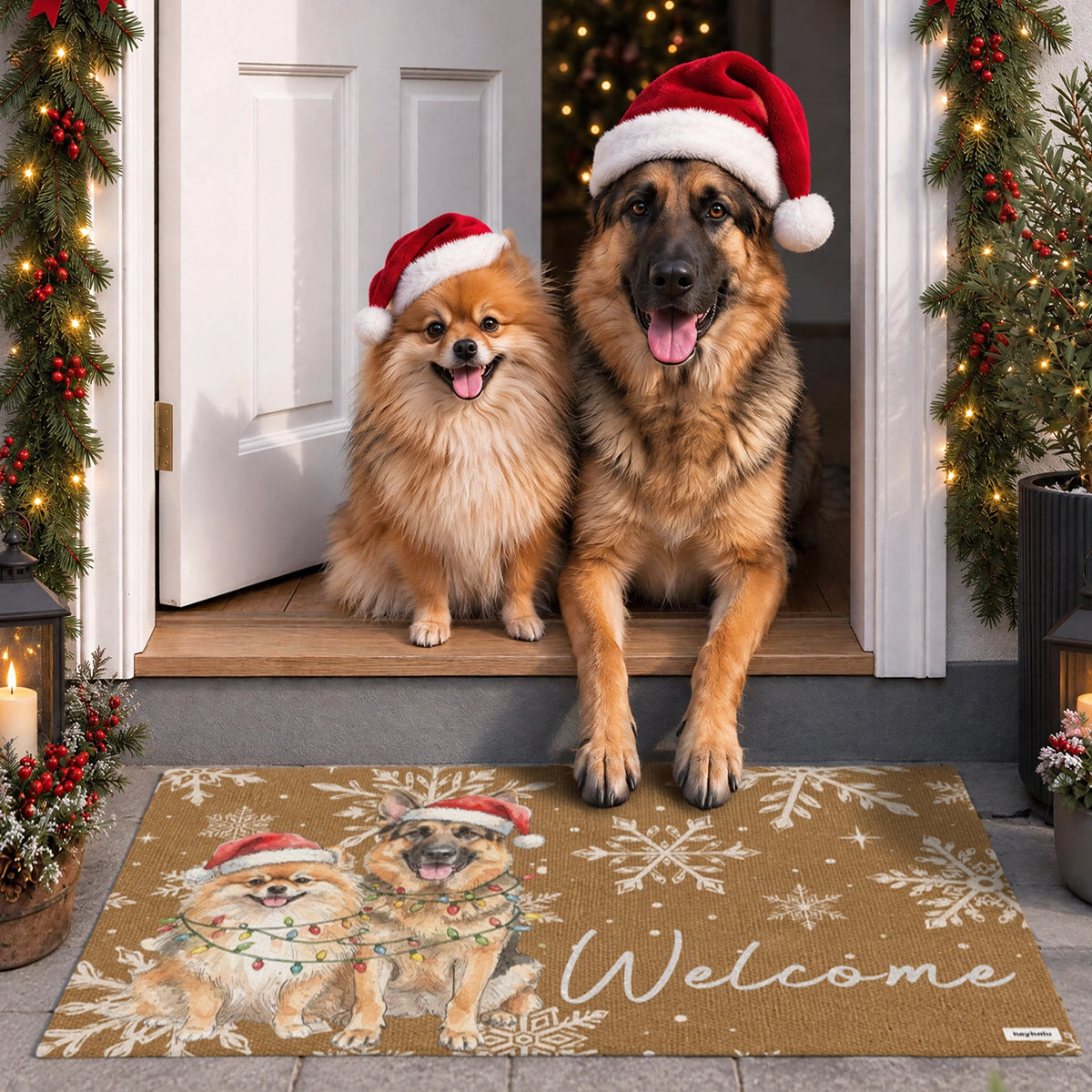 Personalized Doormat "Watercolor Pet Christmas"