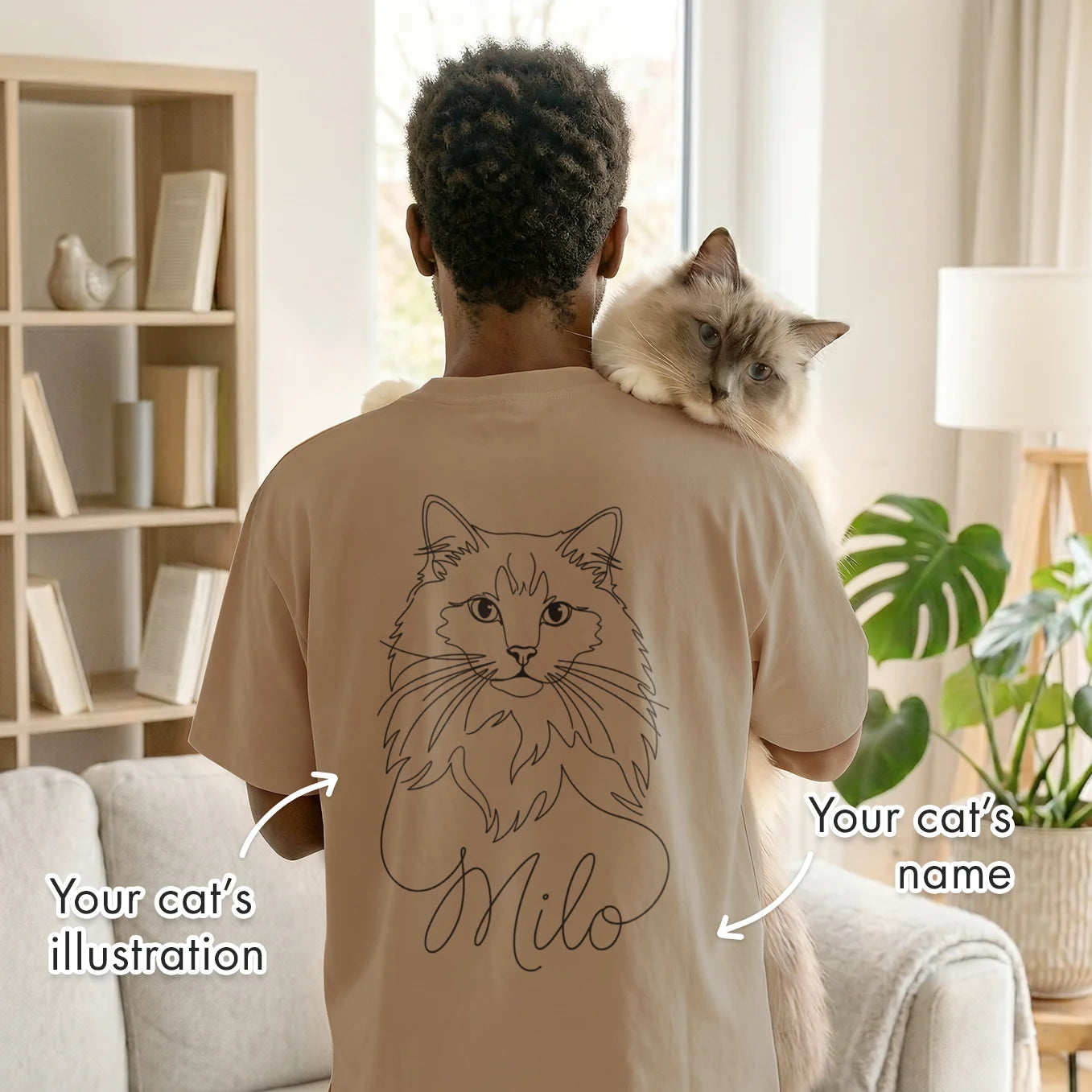 Personalized Oversized Shirt "Cat Dad" with Sleeve Print