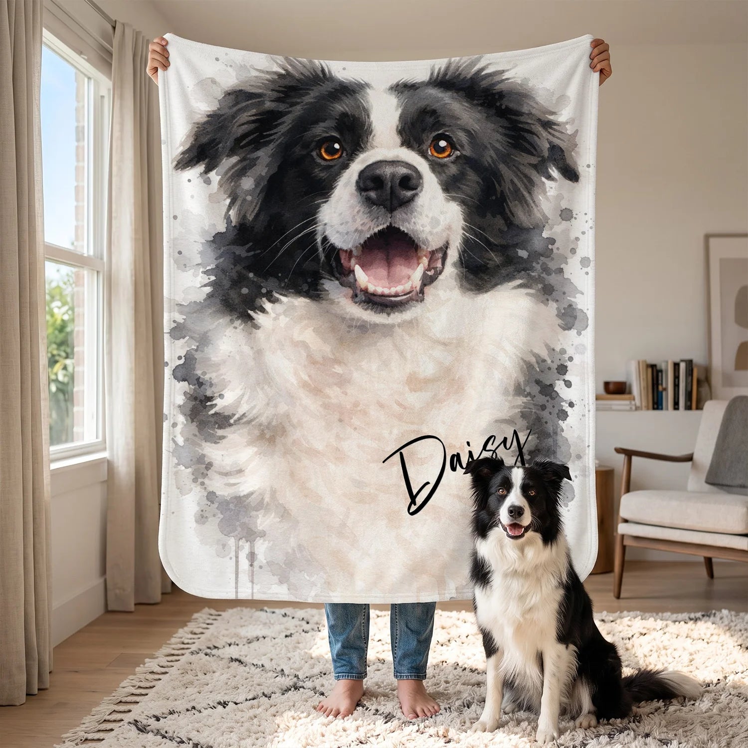 (US) Personalisierte Decke "Wasserfarben Hund"