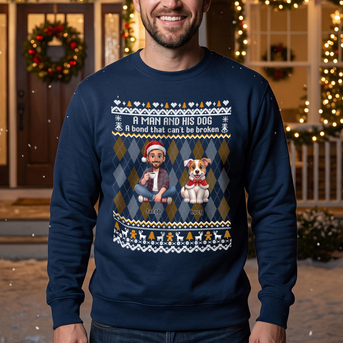 Personalized Sweater "Cartoon Dog Christmas"