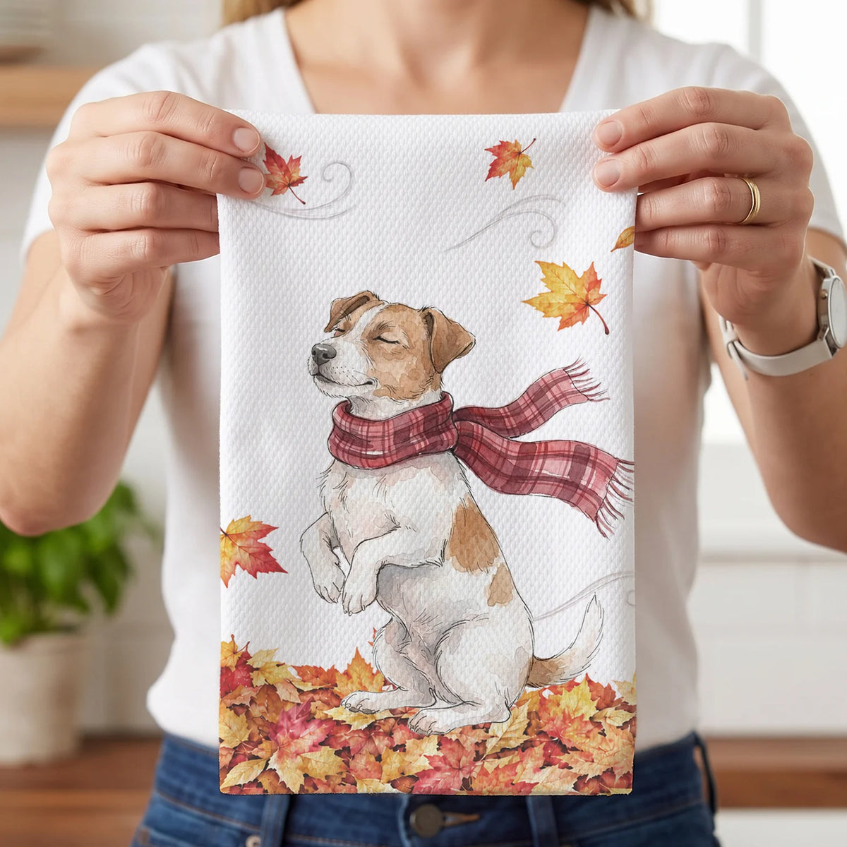 Personalized Kitchen Towel "Pet Photo Autumn"
