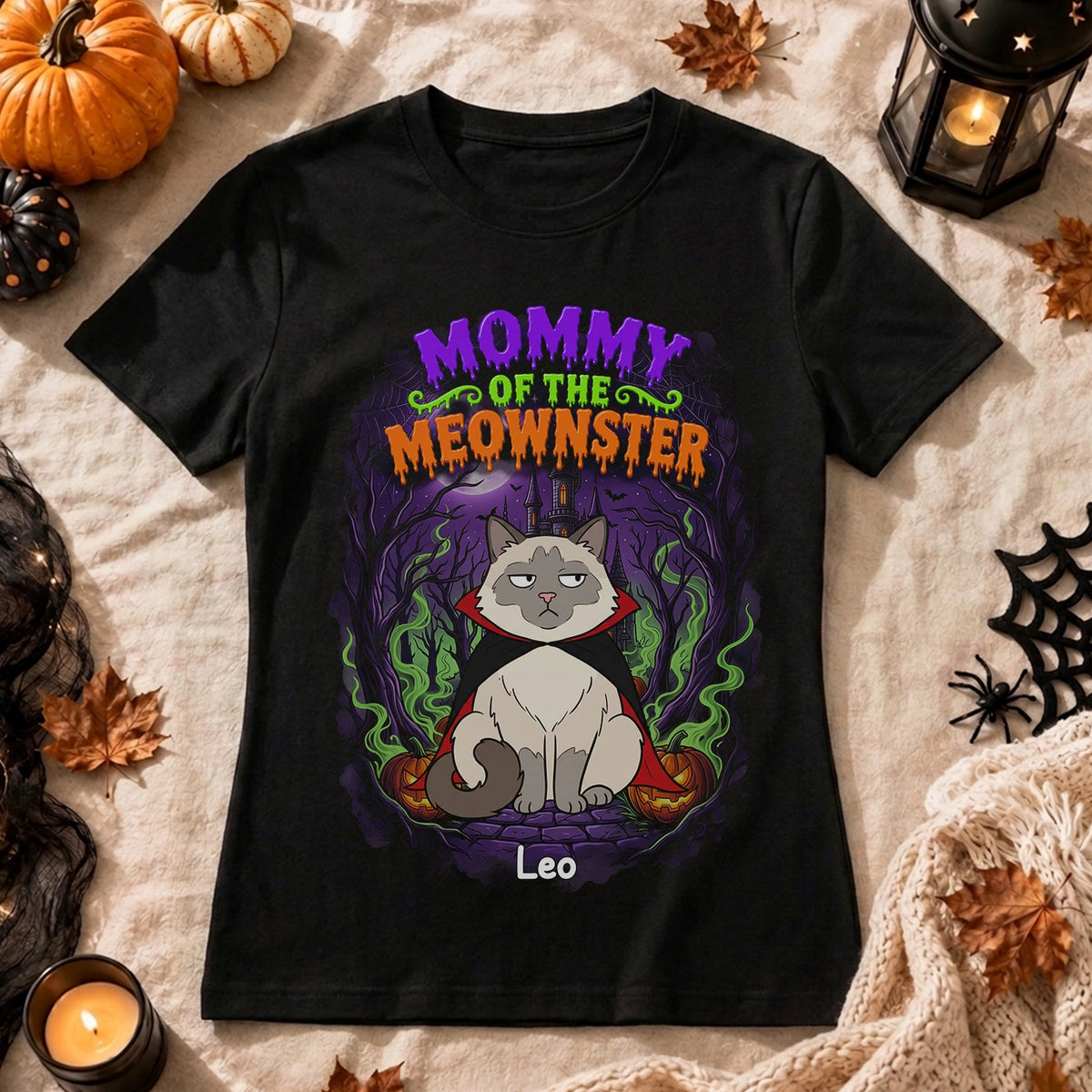 Personalisiertes T-Shirt "Spooky Cat Mom" – personalisiertes Geschenk – Ansicht 2