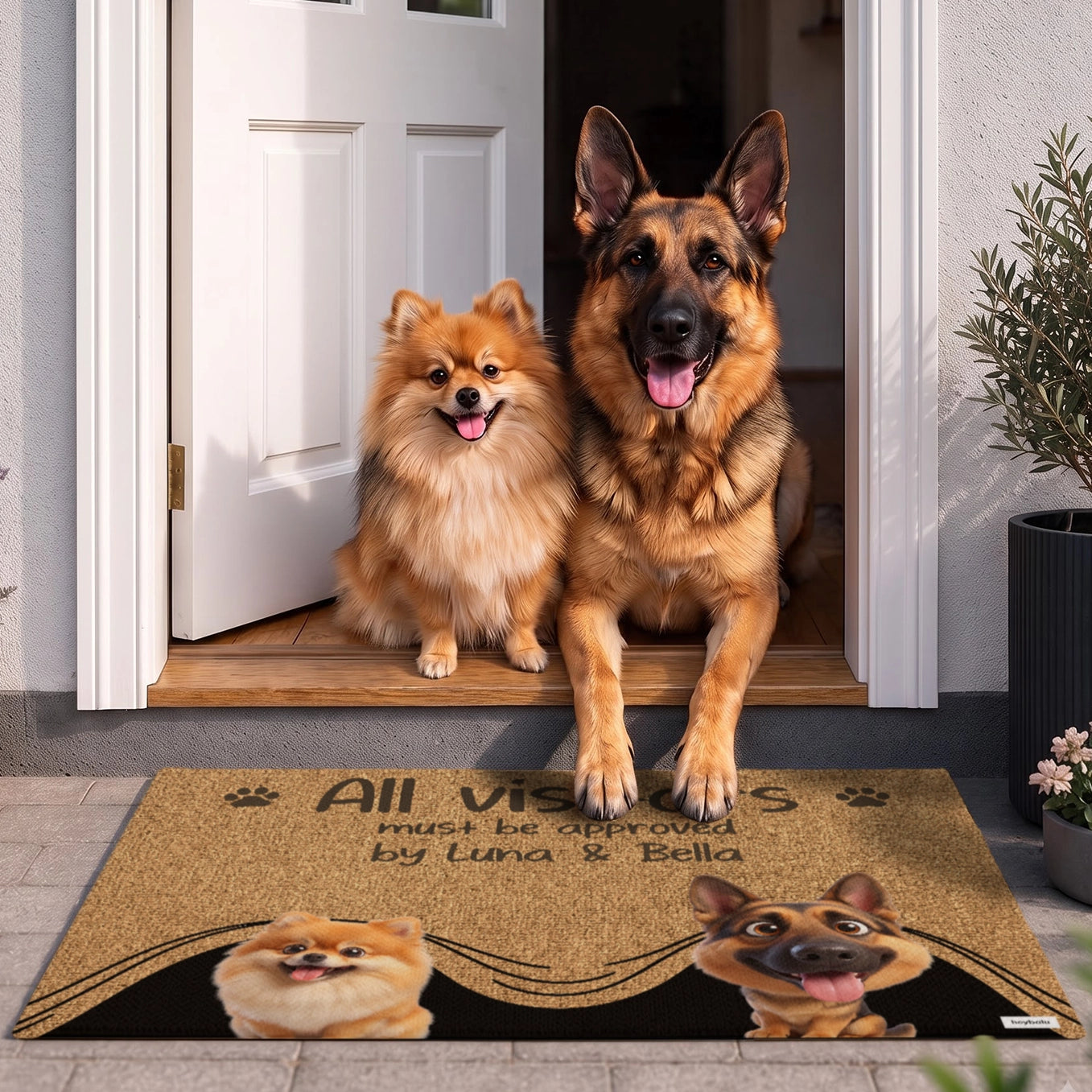 Personalized Doormat "Visit Approved Cartoon"