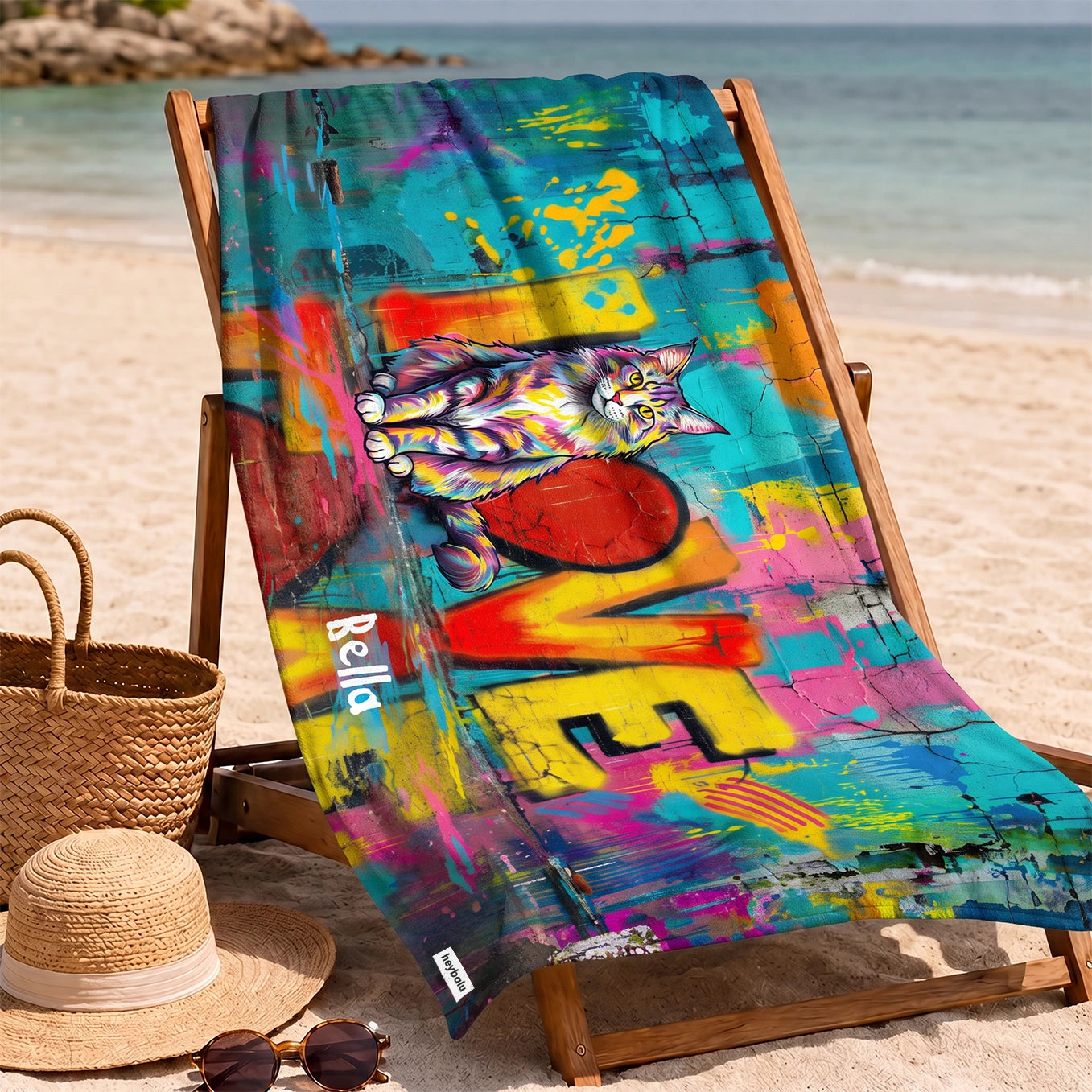Personalized Towel "Love Cat"
