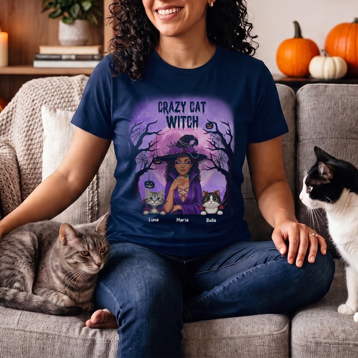 Personalized T-Shirt "Cat Mom Witch"