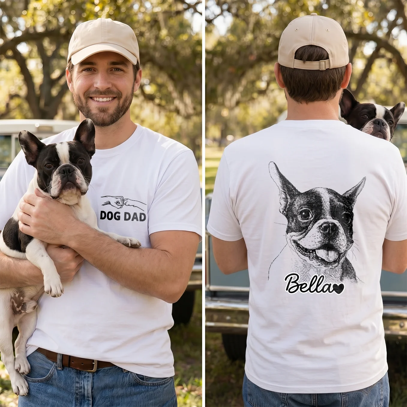 Personalized "Dog Dad" T-Shirt with Back Print