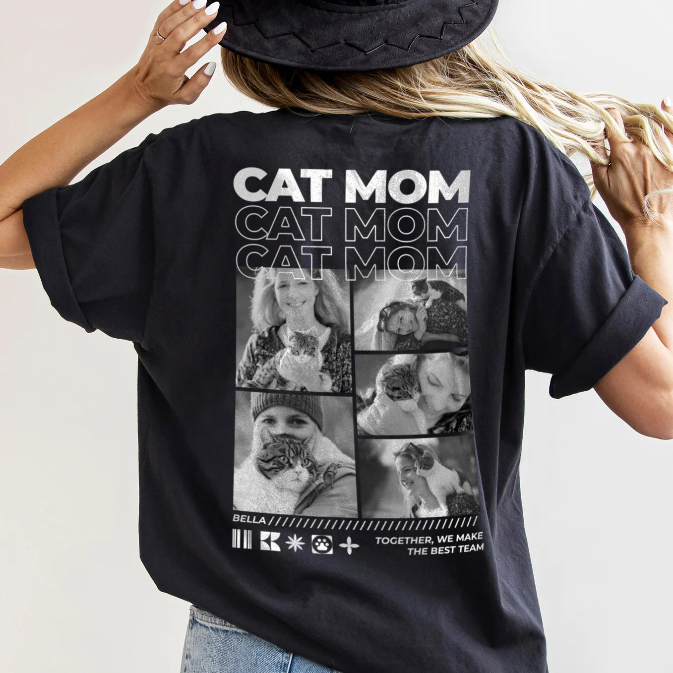 Personalized Oversized T-Shirt "Cat Mom"
