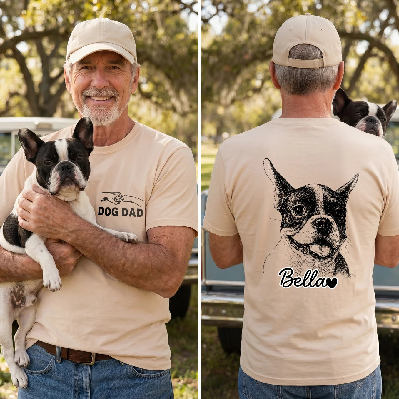 Personalized "Dog Dad" T-Shirt with Back Print