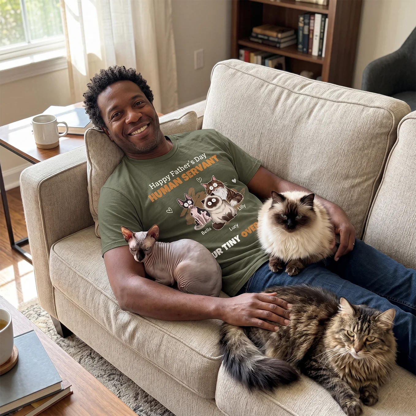 Personalized Human Servant Cat T-Shirt