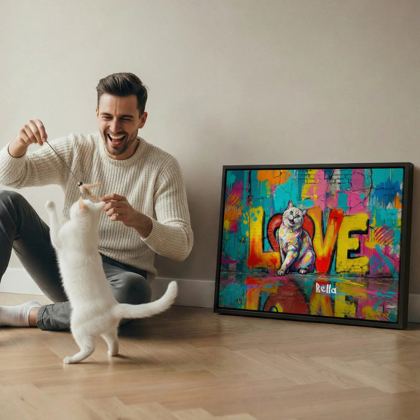 Personalized Canvas "LOVE" Cat