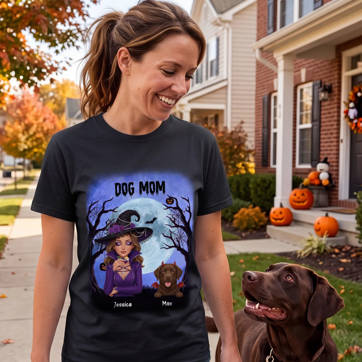 Personalized T-Shirt "Dog Mom Witch"