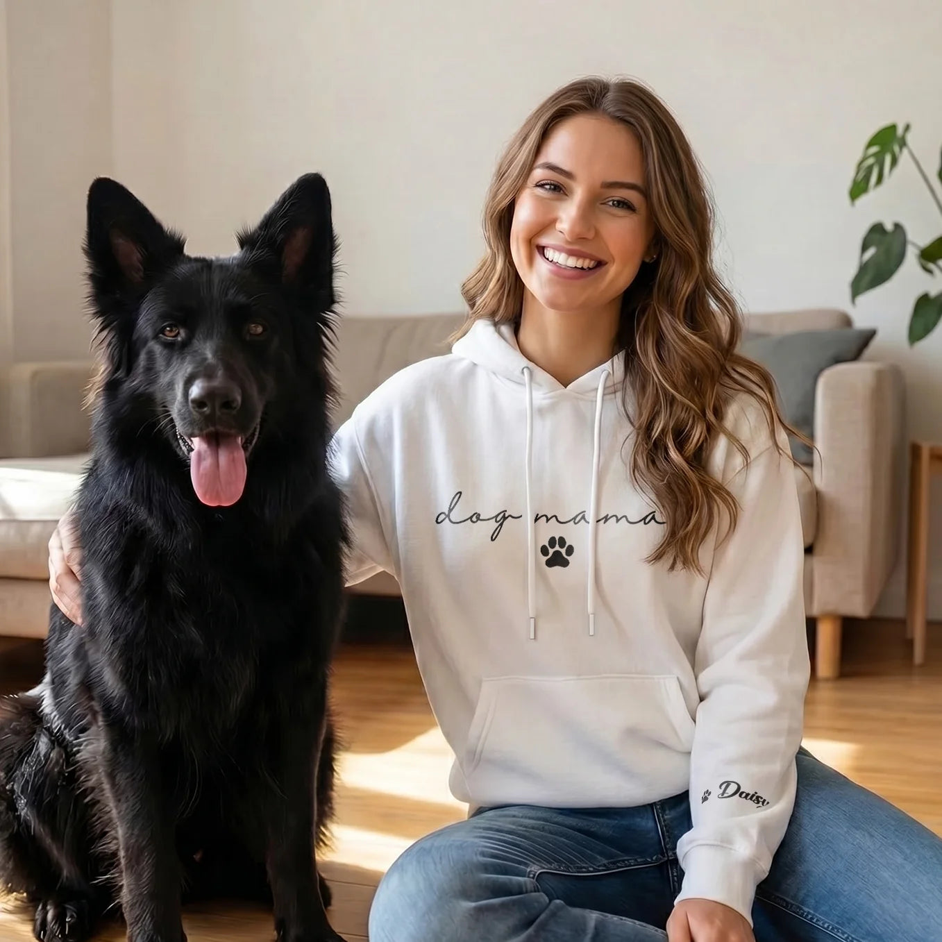 Personalized Hoodie "Dog Mama" with Sleeve Print