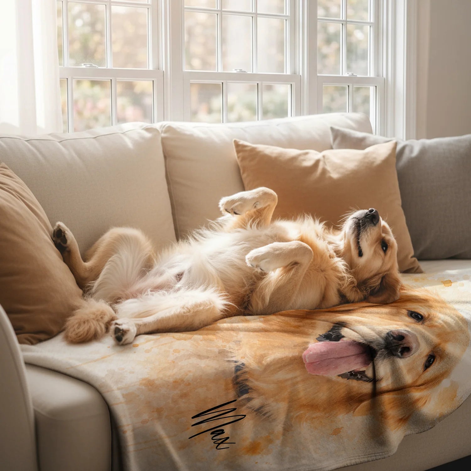 (US) Personalisierte Decke "Wasserfarben Hund"