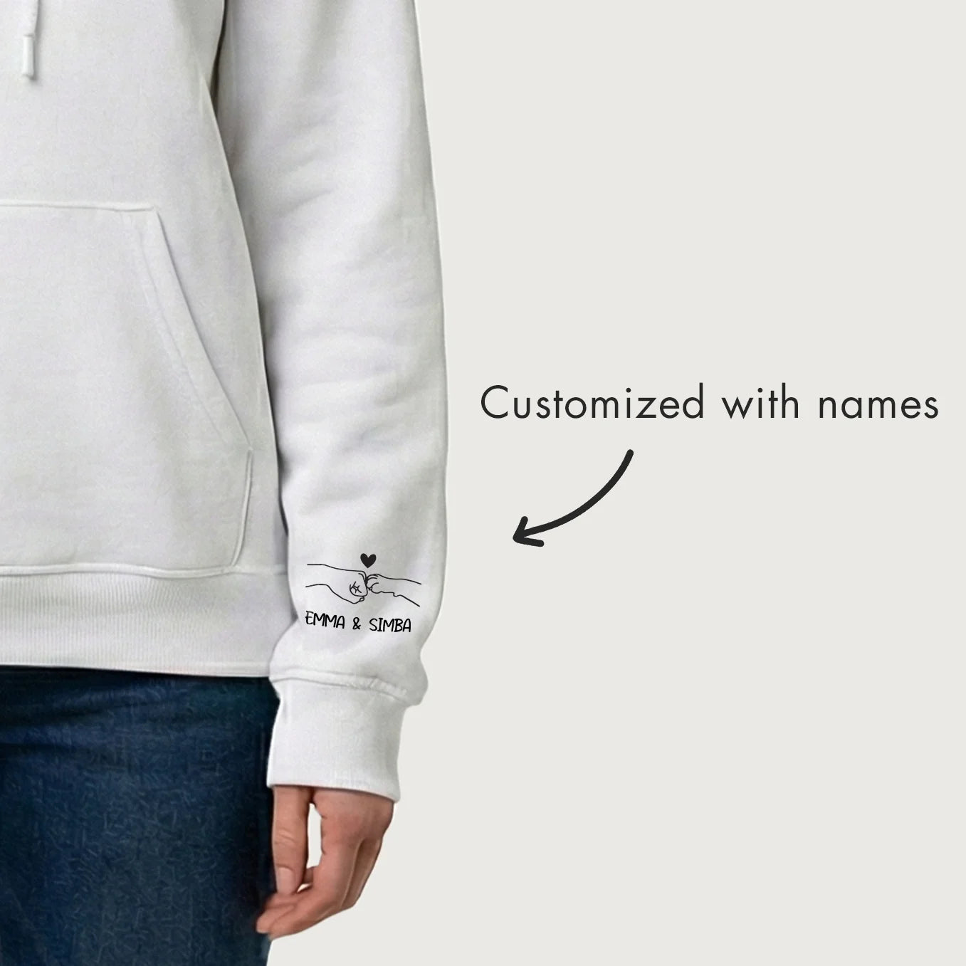 Personalized "Cat Mom" Hoodie with Sleeve Print