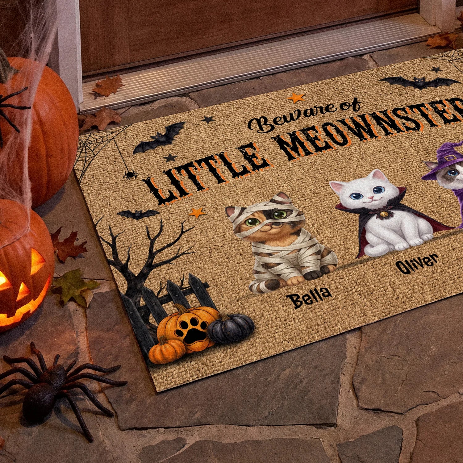 Personalized Doormat "Beware of Little Cats"