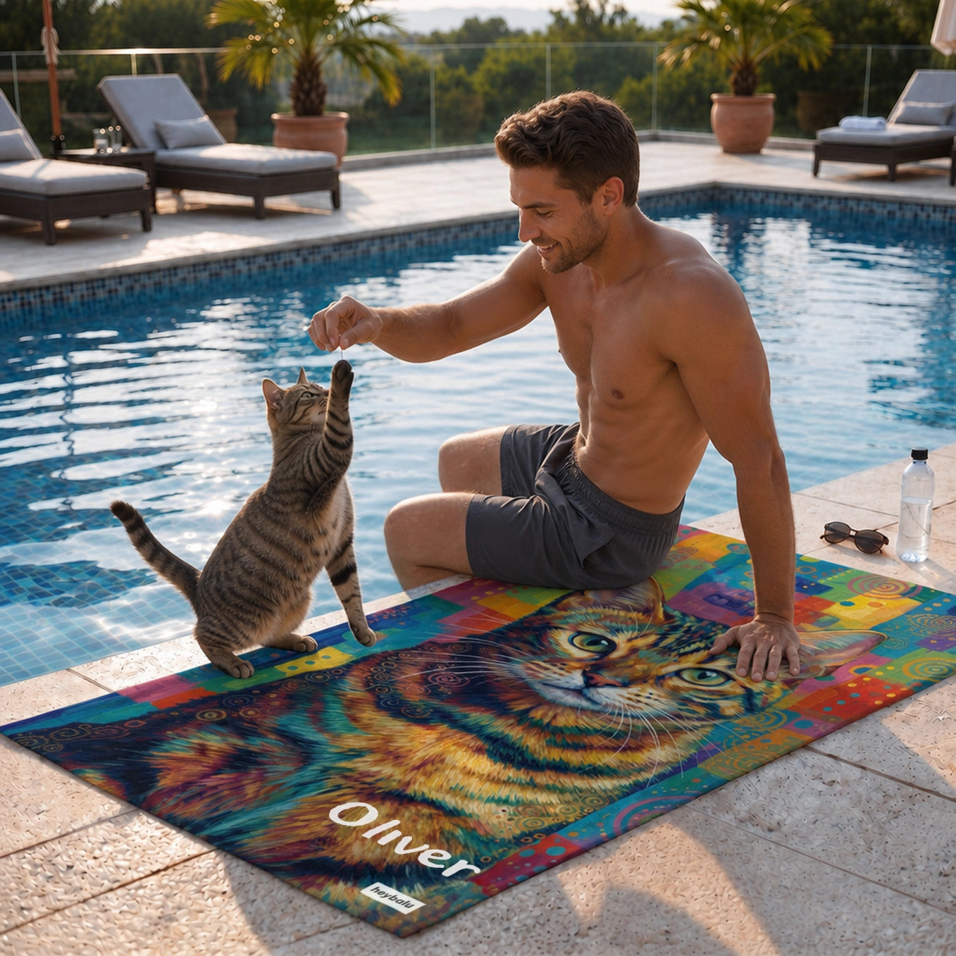 Personalized Beach Towel "Graffiti Cat"