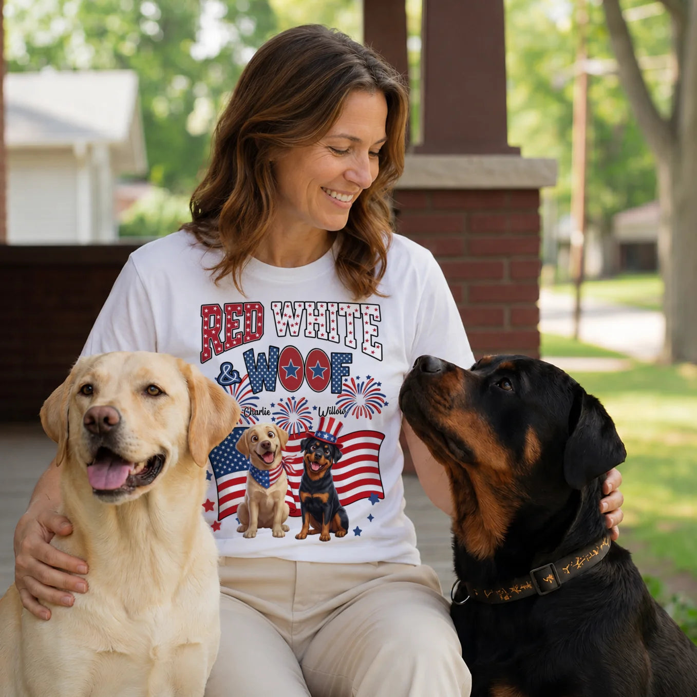Personalized T-Shirt "Red White Woof"