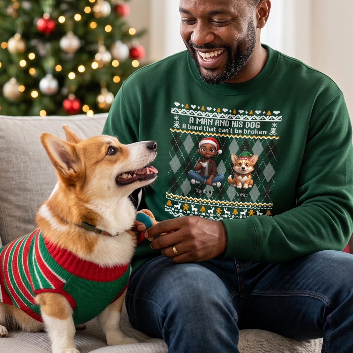 Personalized Sweater "Cartoon Dog Christmas"