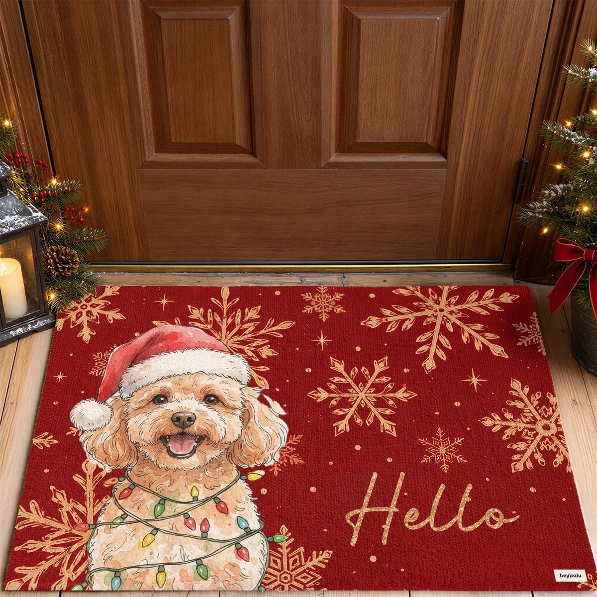 Personalized Doormat "Watercolor Pet Christmas"