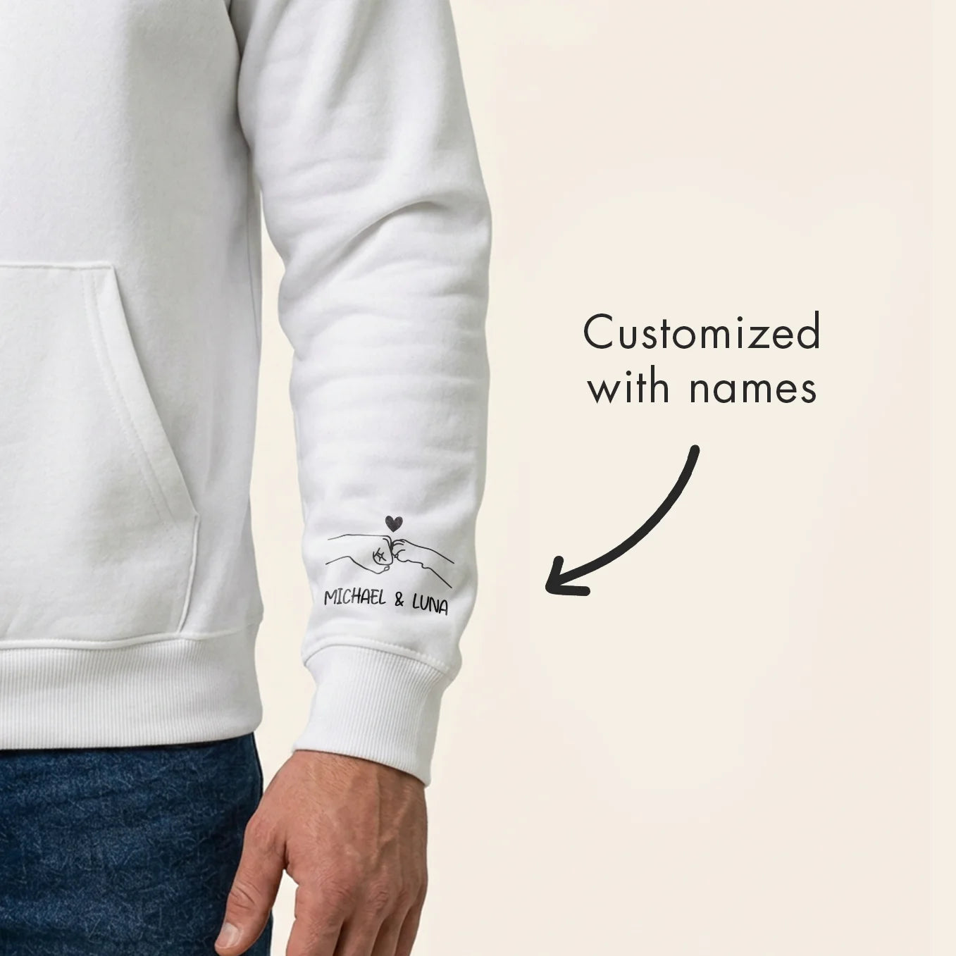 Personalized Hoodie "Cat Dad" with Sleeve Print