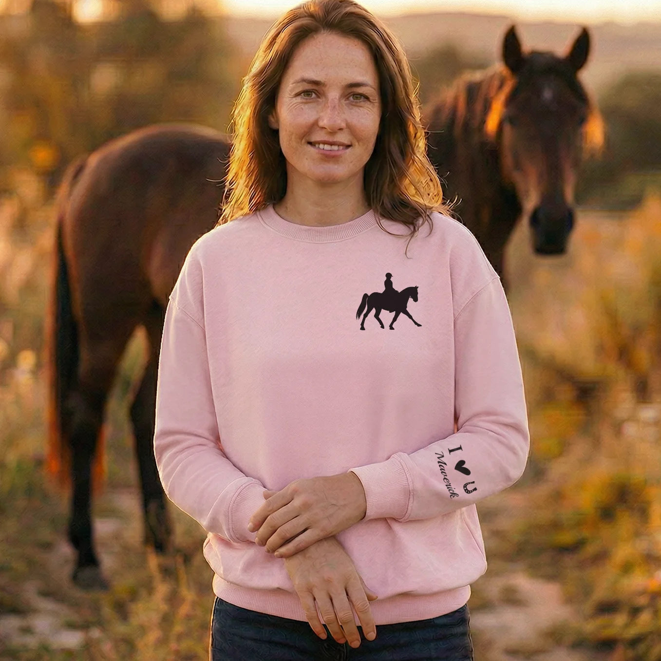 Personalized Sweater "Horse" with Sleeve Print