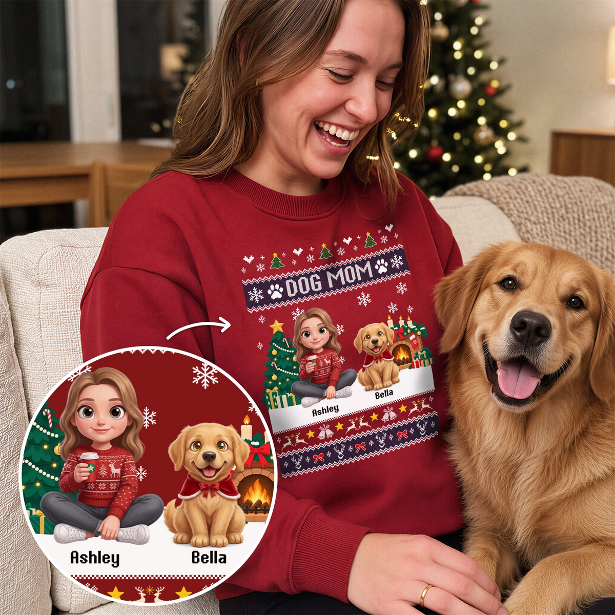 Personalized Sweatshirt "Dog Mom Christmas"