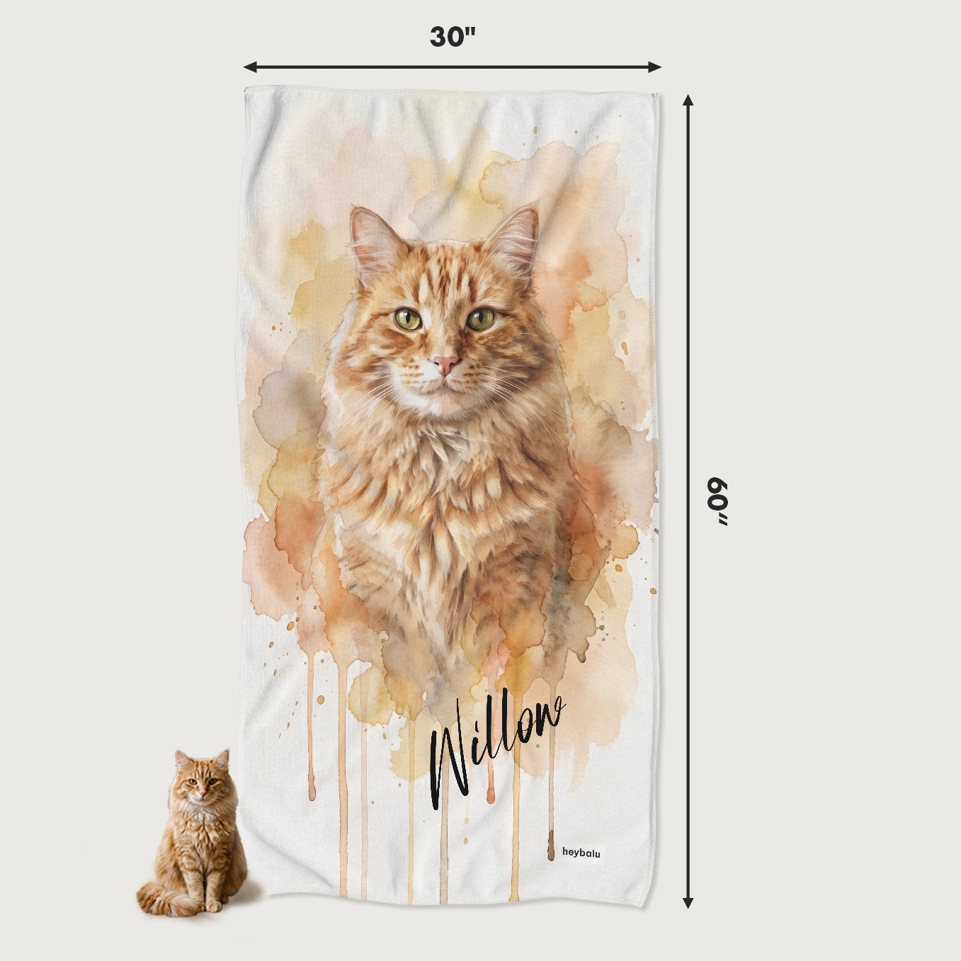 Personalized Towel "Watercolor Cat"