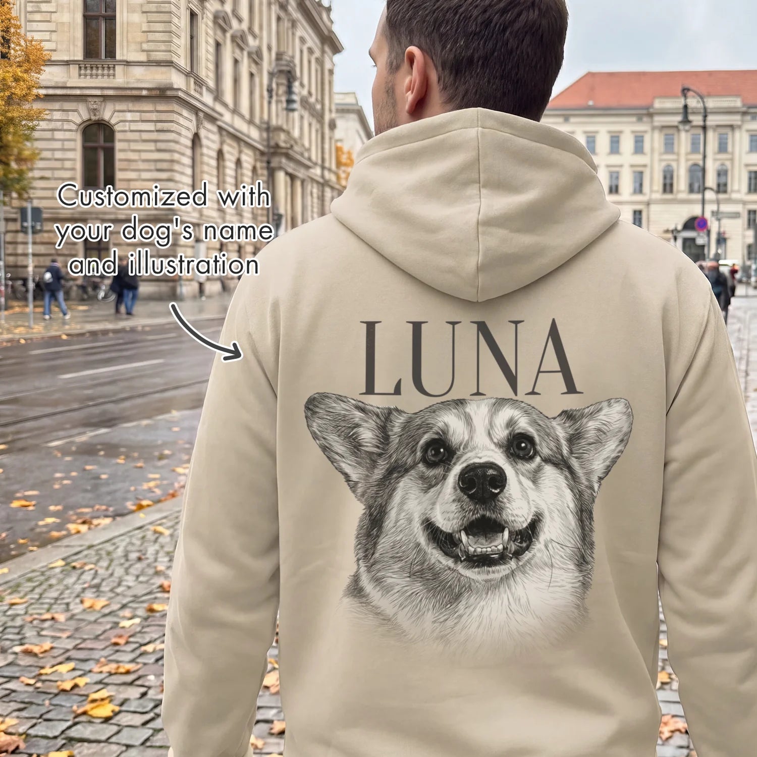 (US) Personalisierter Hoodie "Hund Retro"