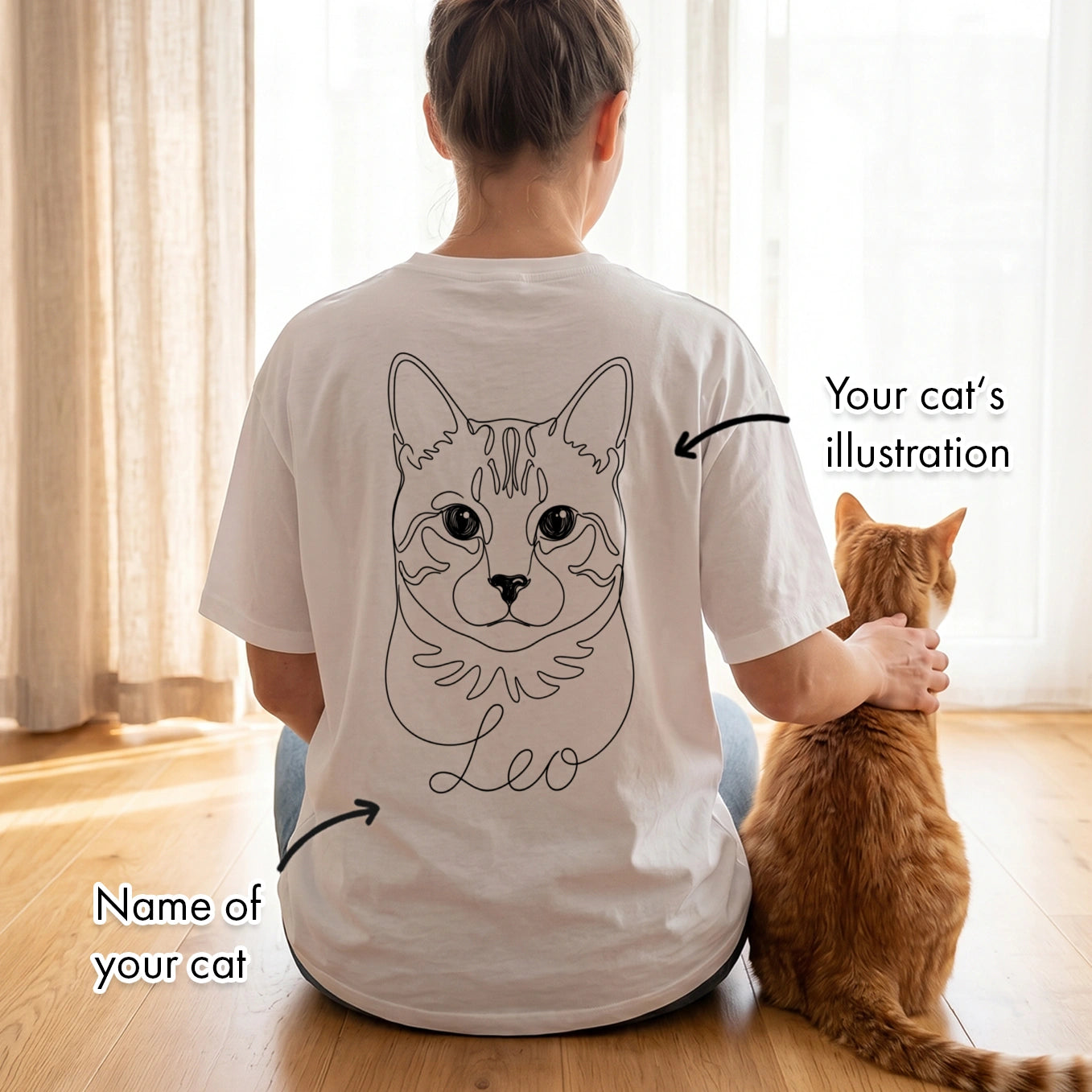 Personalized Oversized Shirt "Cat Mom" with Sleeve Print