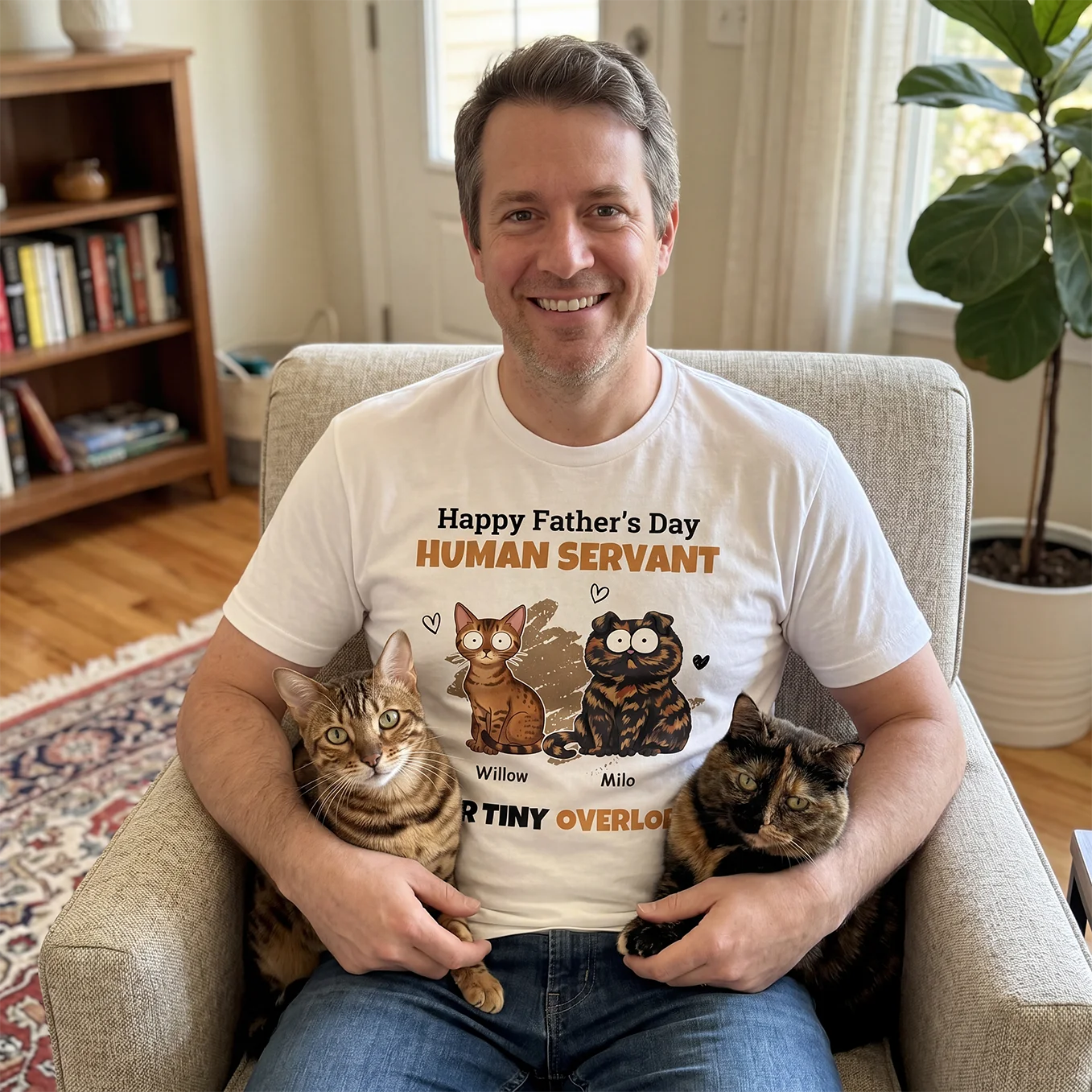 Personalized Human Servant Cat T-Shirt