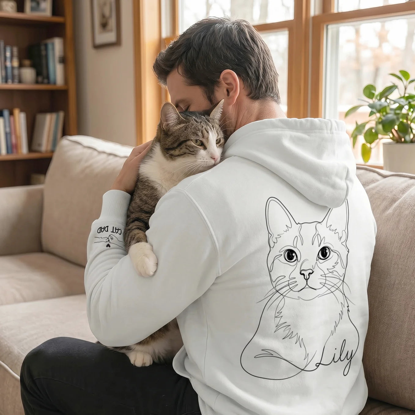 Personalized Hoodie "Cat Dad" with Sleeve Print