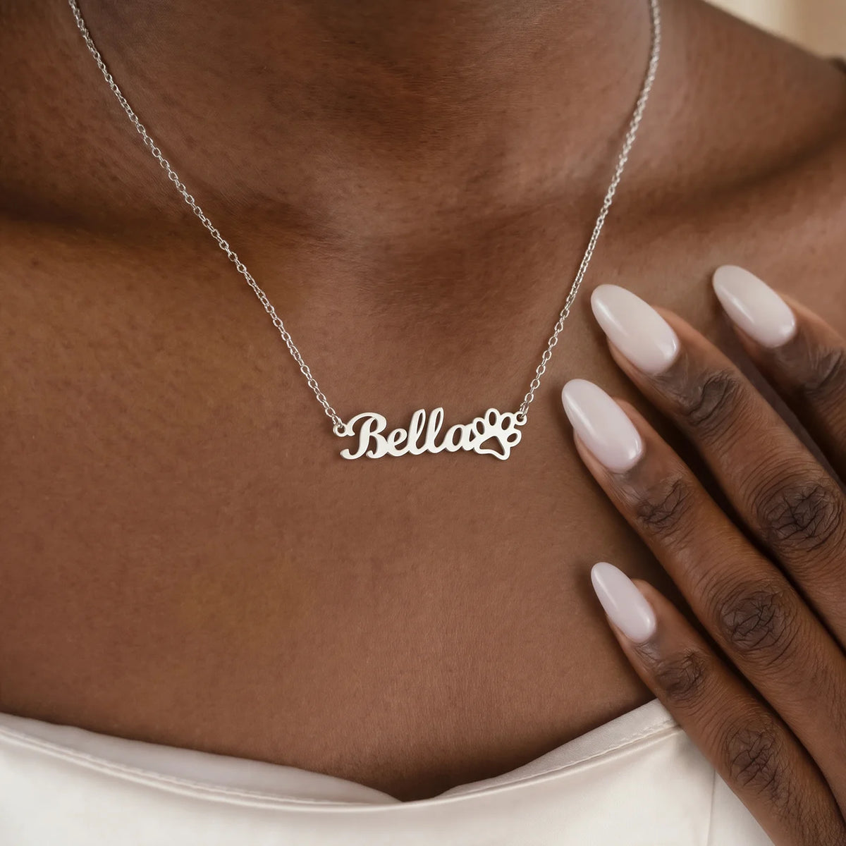 Personalized Necklace "Name with Paw"