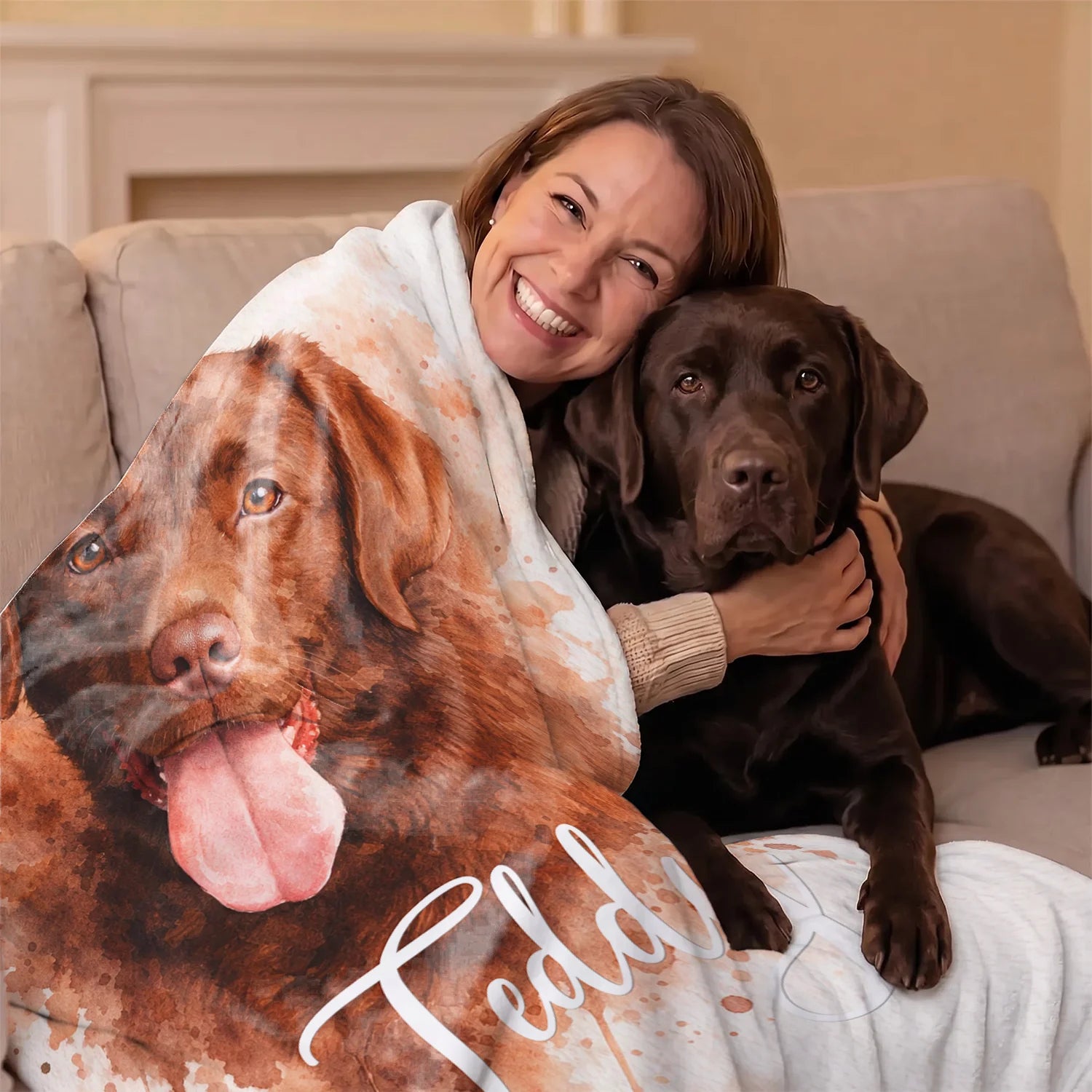(US) Personalisierte Decke "Wasserfarben Hund"