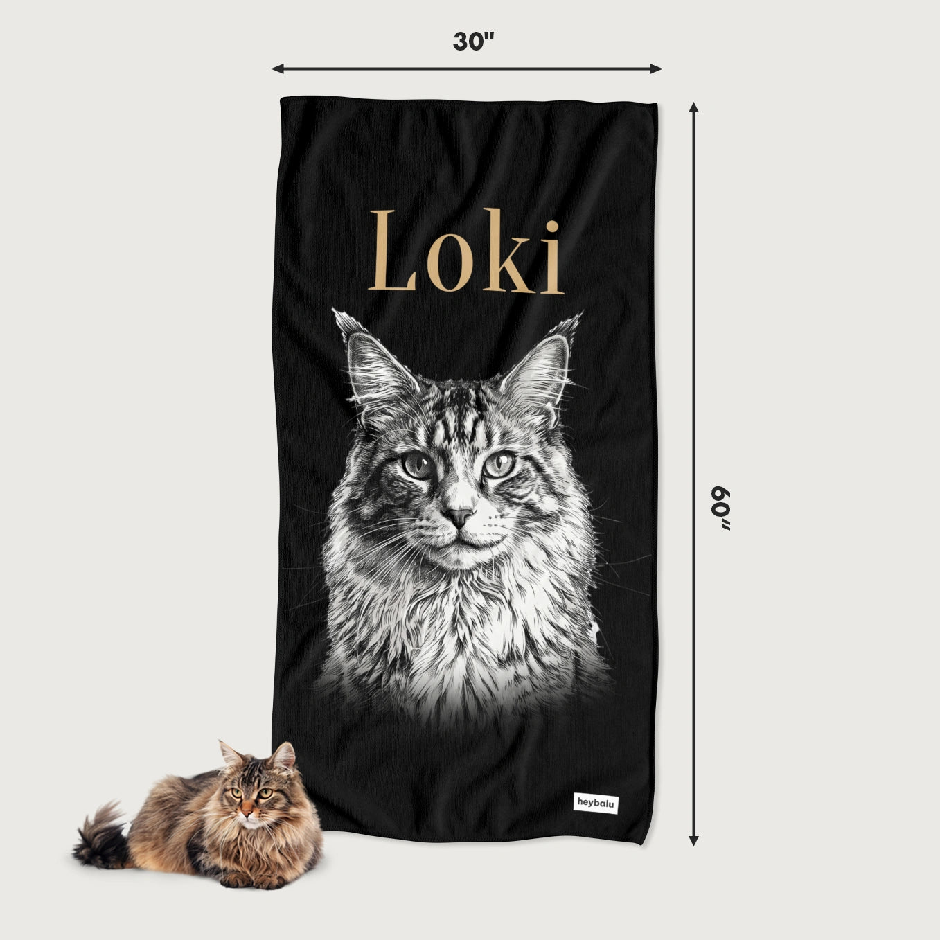 Personalized Beach Towel "Retro Cat"