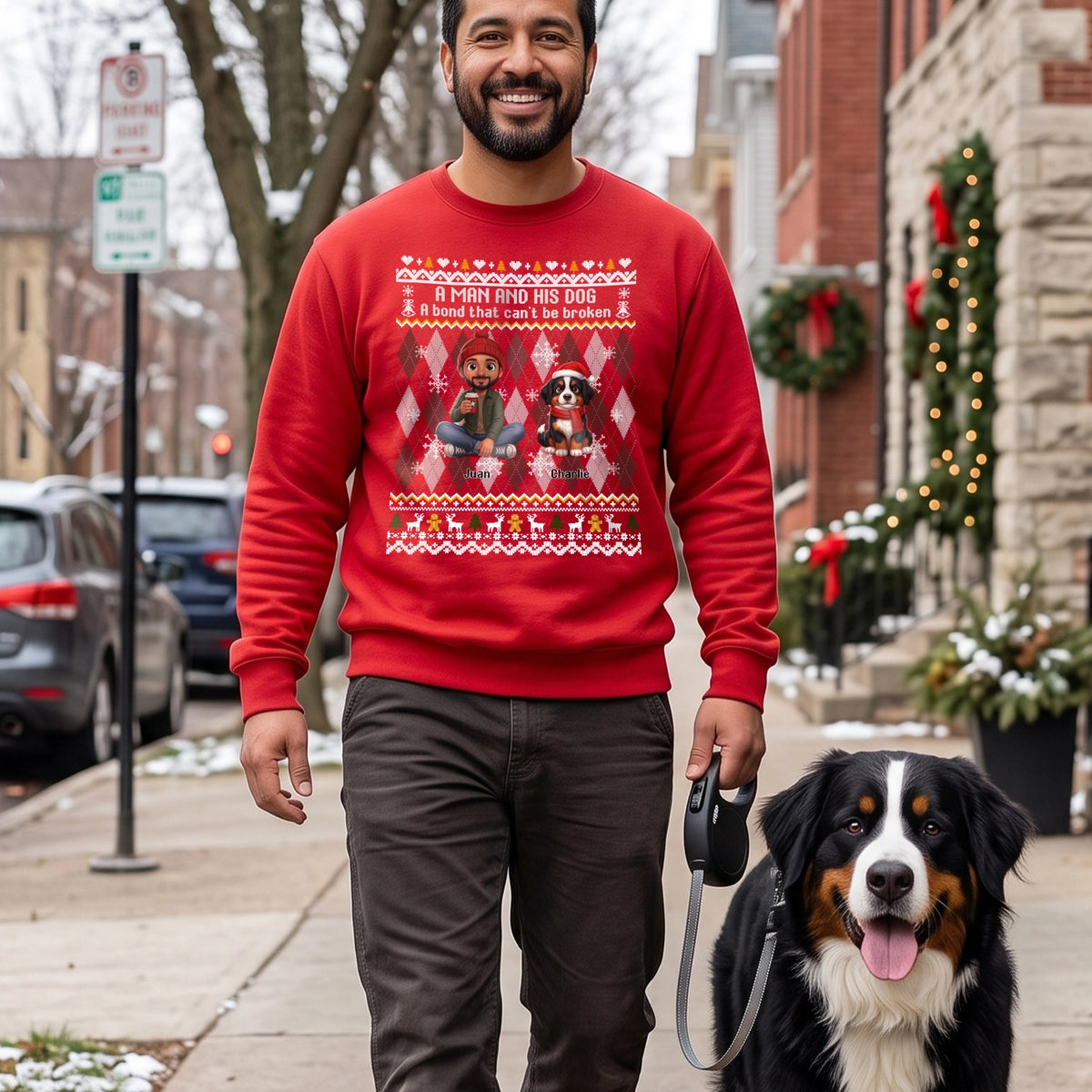 Personalized Sweater "Cartoon Dog Christmas"
