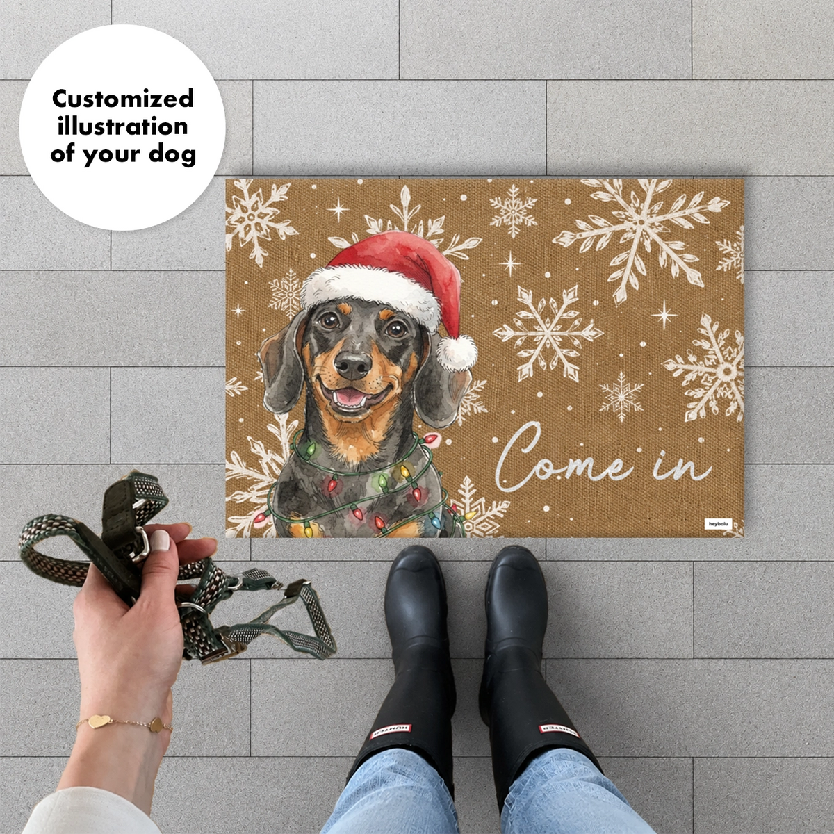 Personalized Doormat "Watercolor Pet Christmas"