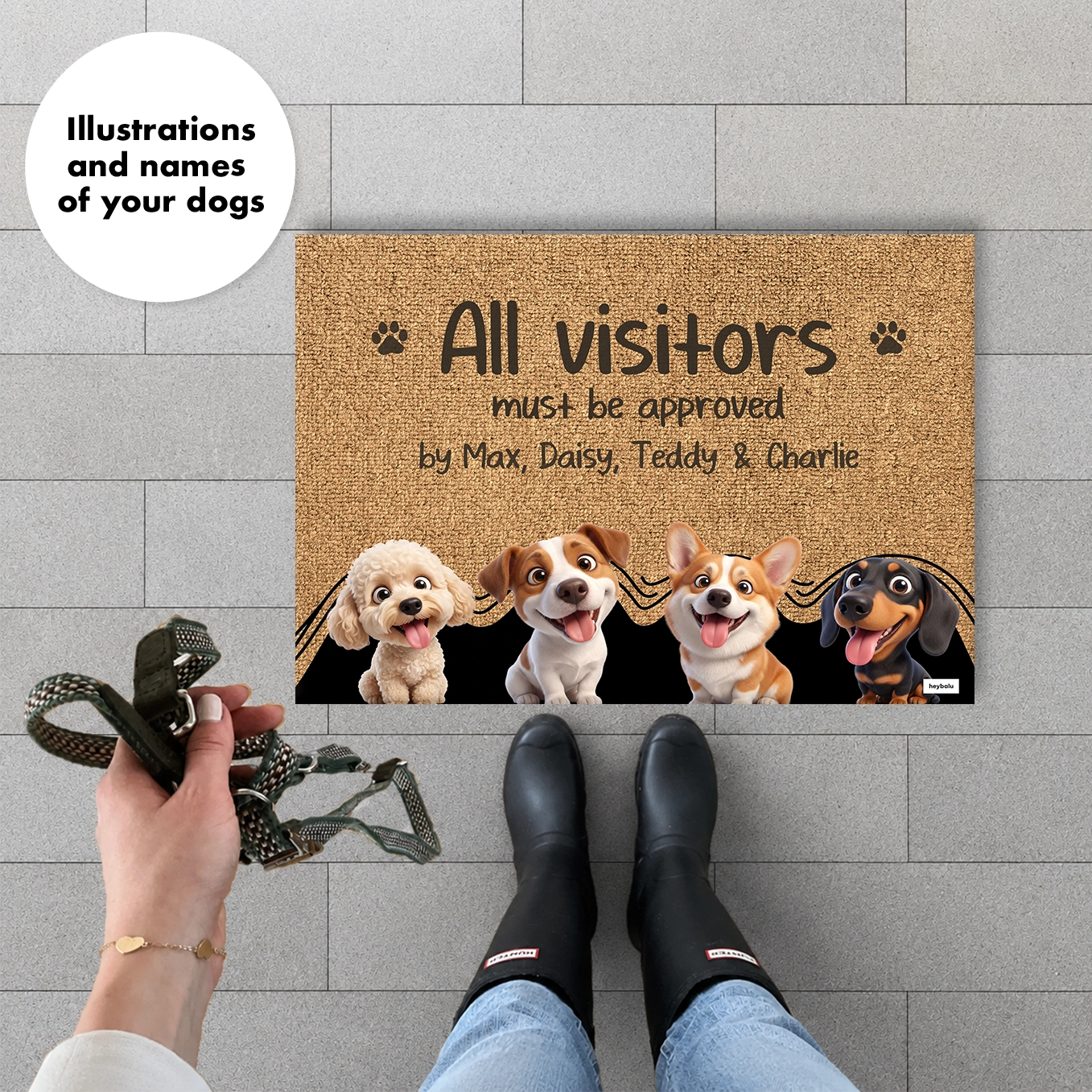 Personalized Doormat "Visit Approved Cartoon"
