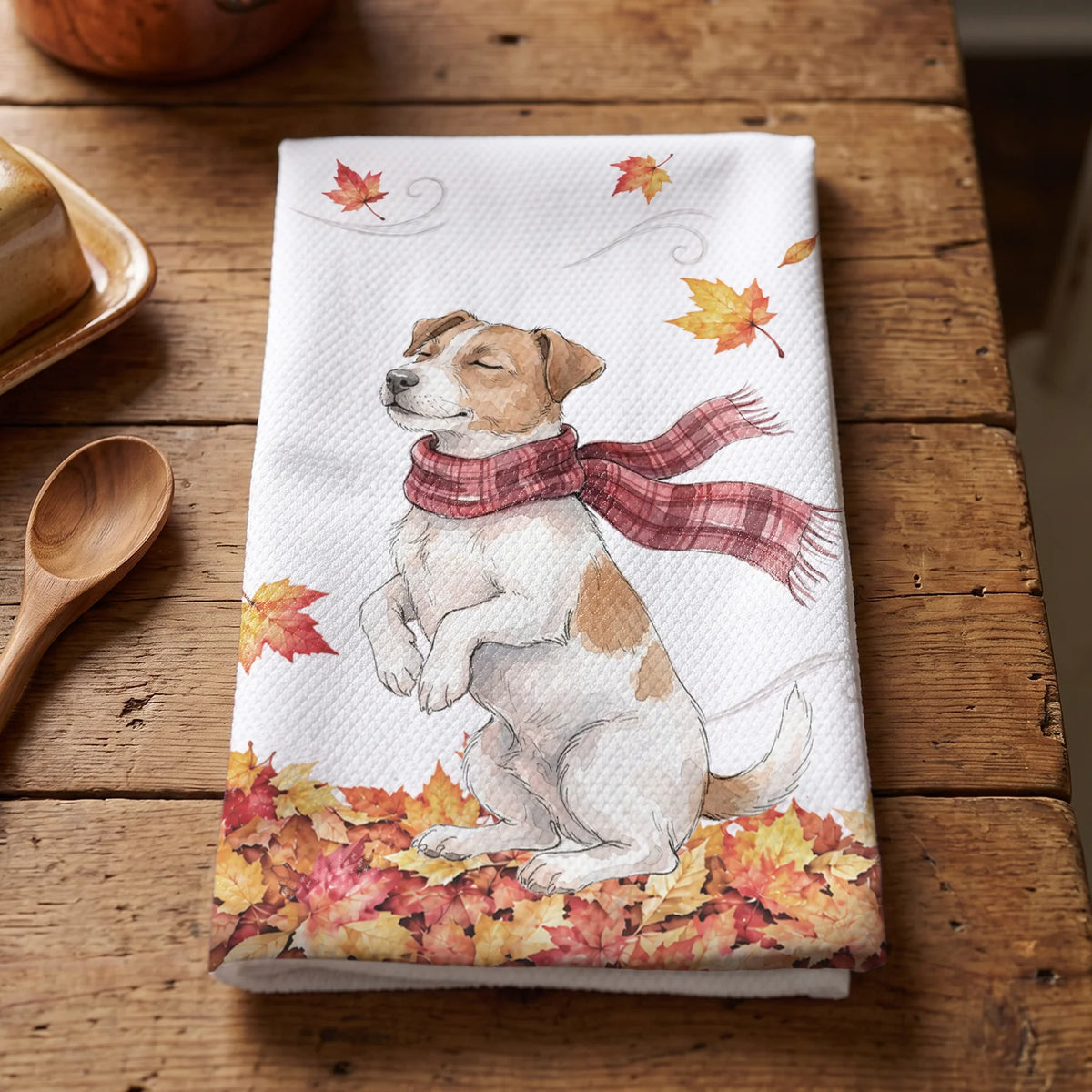 Personalized Kitchen Towel "Pet Photo Autumn"