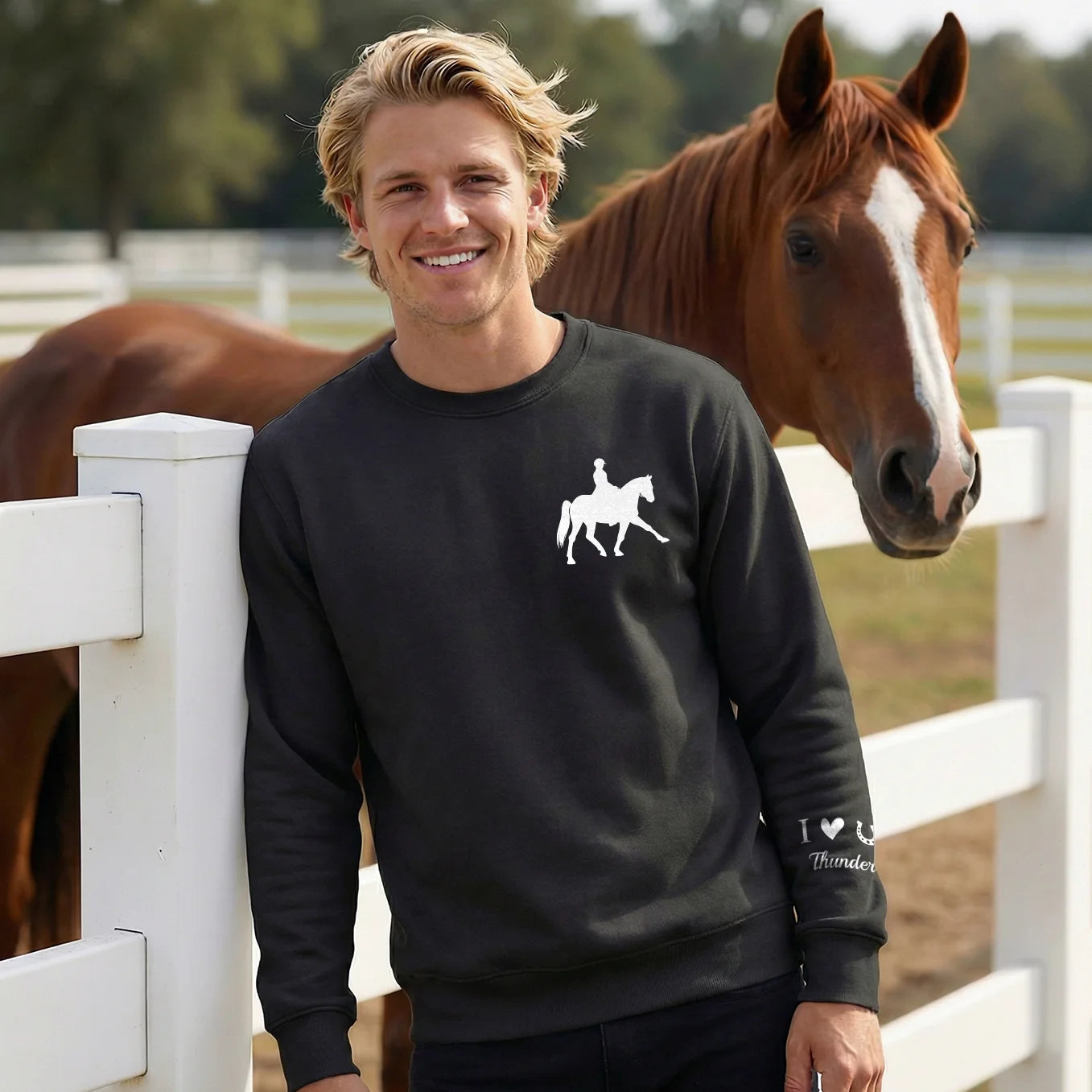 Personalized Sweater "Horse" with Sleeve Print