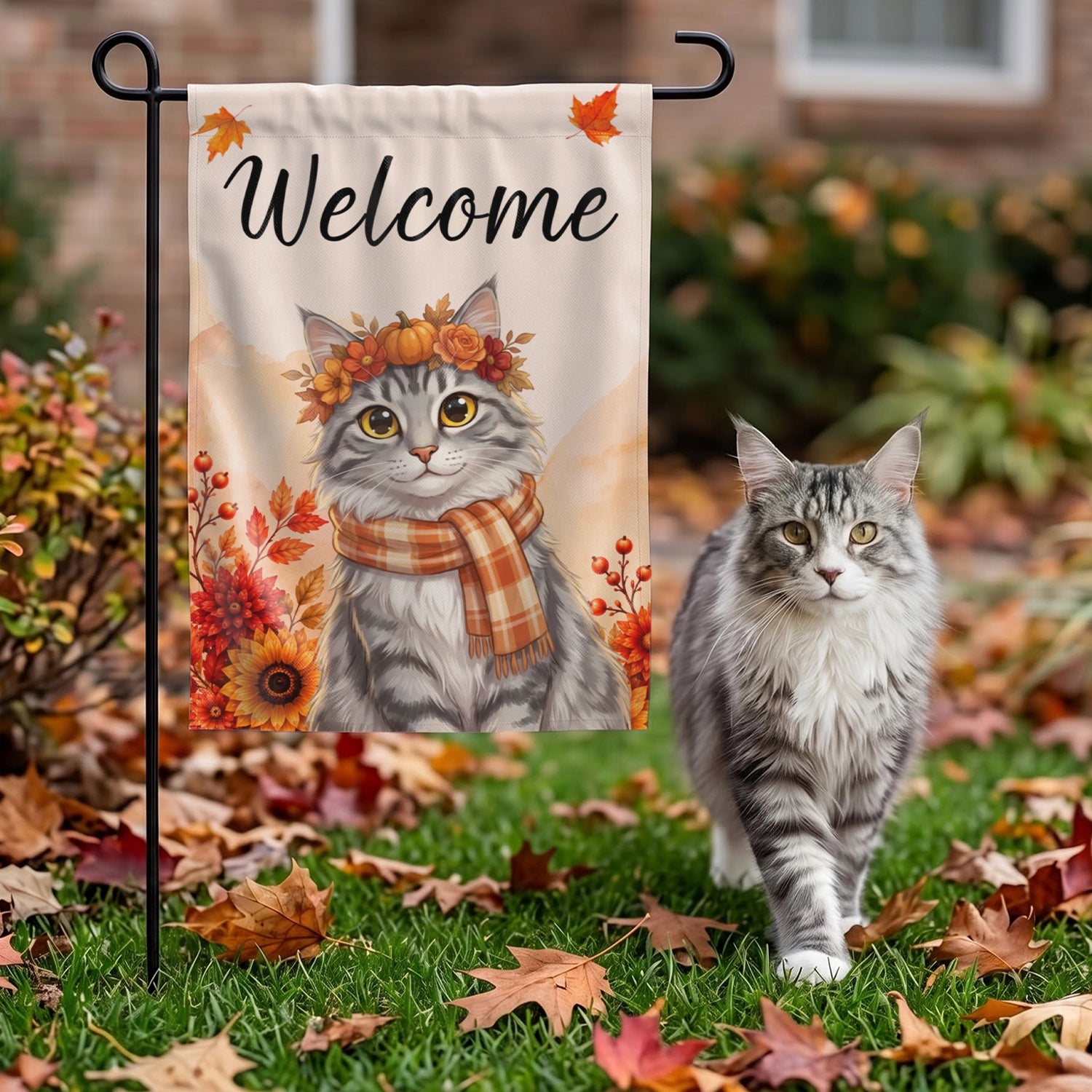Personalized Flag "Autumn Cat"