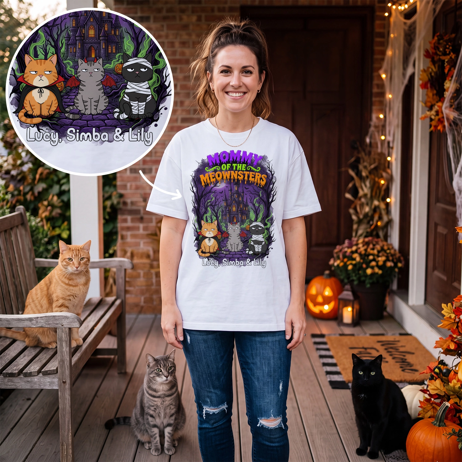 Personalized T-Shirt "Spooky Cat Mom"